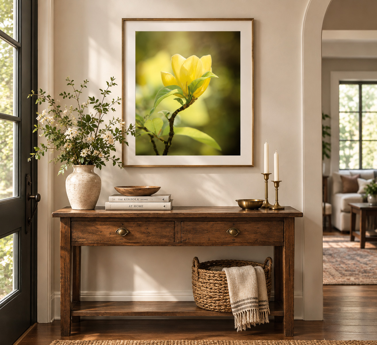 Photograph of pressed flowers arranged on black paper to look like a meadow in three pieces Angie Windheim for Kindness Roots.
